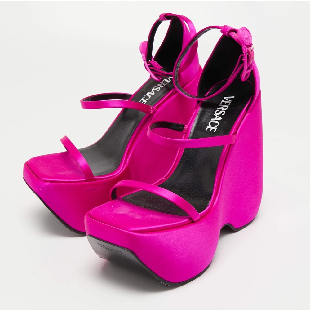 Versace Pink Platform Shoes with Ankle Strap